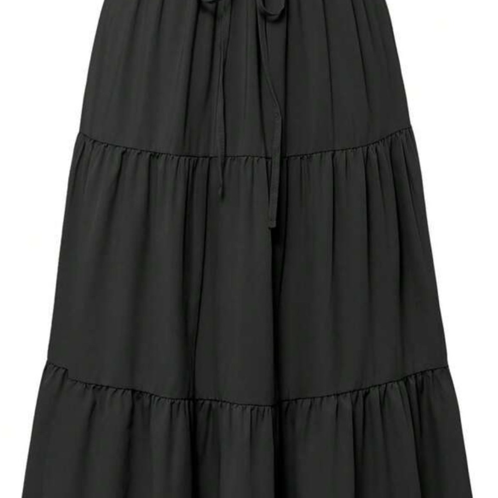 Black Tiered Maxi Skirt - Women's Casual Boho Style